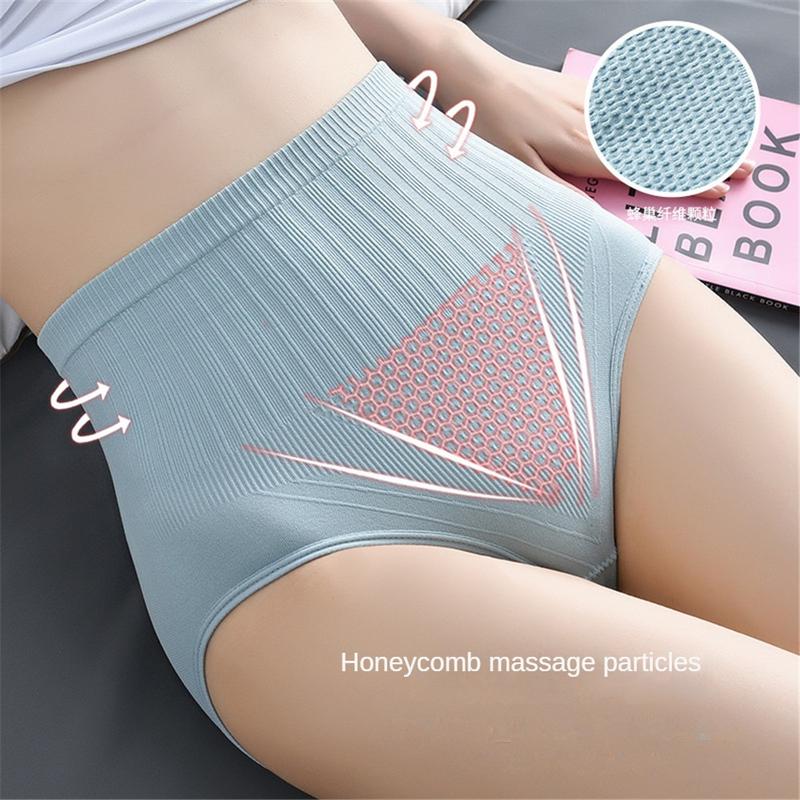 Quần Lót Bụng Cạp Cao Không Đường May, Phong Cách Thanh Lịch, Thoải Mái, Dành Cho Nữ, Thiết Kế Tổ Ong, Chất Liệu Không Đường May, Đáy Quần Cotton, Cỡ Lớn, Quần Lót Nữ 2