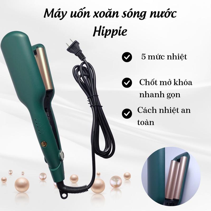 Máy Uốn Tóc Xoăn Hippie 3 Trục Dập Xoăn Gợn Sóng Nước 22mm màu Xanh 2in1 Hàn Quốc Cao Cấp Bản To 5 Mức Chỉnh Nhiệt - Máy Làm Xoăn mayu ontocxoansongnuochippie