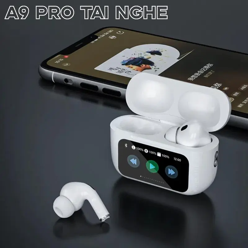 Tai nghe thông minh A9 PRO ANC/ENC, màn hình LCD cảm ứng màu, siêu trầm, Bluetooth 5.4, hình nền tùy chỉnh, hiển thị lời bài hát 1
