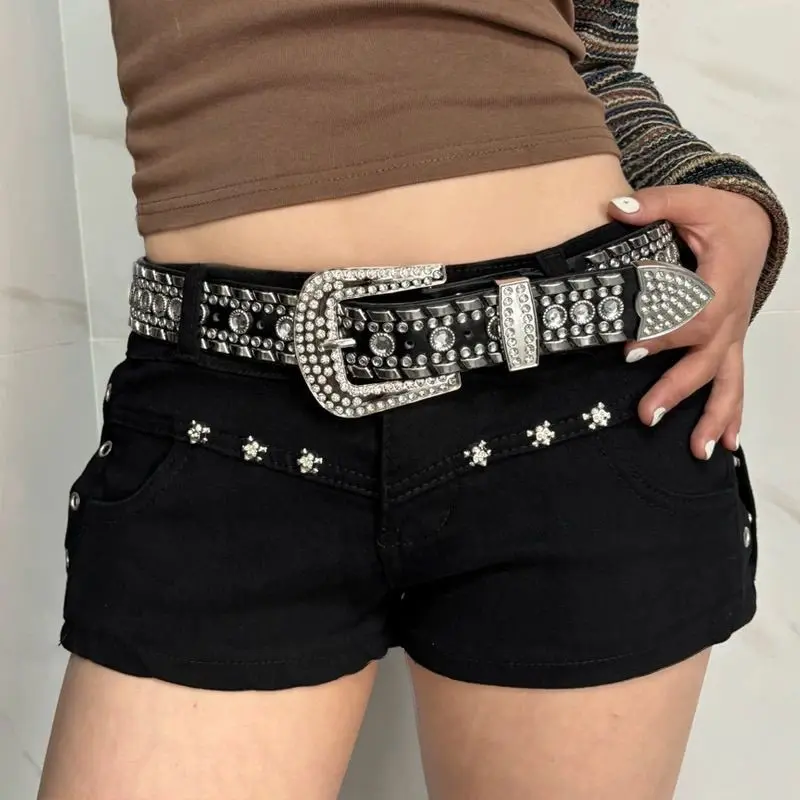 Thắt Lưng Bản Rộng Phong Cách Gothic, Y2g, Cá Tính Độc Đáo, Thắt Lưng Thời Trang, Dát Kim Cương Giả, Thích Hợp Cho Quần, Dễ Phối Đồ, Thời Trang, Hàng Mới Về 2024