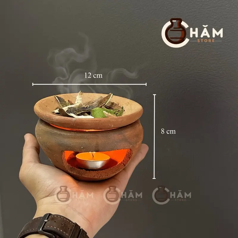 Bếp Xông Thảo Mộc, Bếp Đốt Bồ Kết, Gốm Đất Nung Chăm Bàu Trúc Chịu Nhiệt Tốt, Siêu Bền 1
