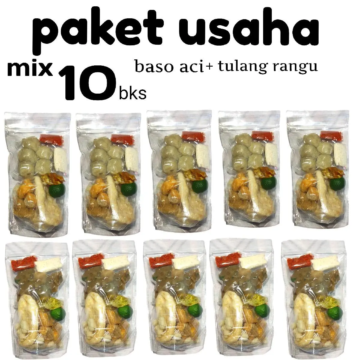 paket usaha mix 10 bks bakso aci + tulang rangu Food Instan Mie Seblak