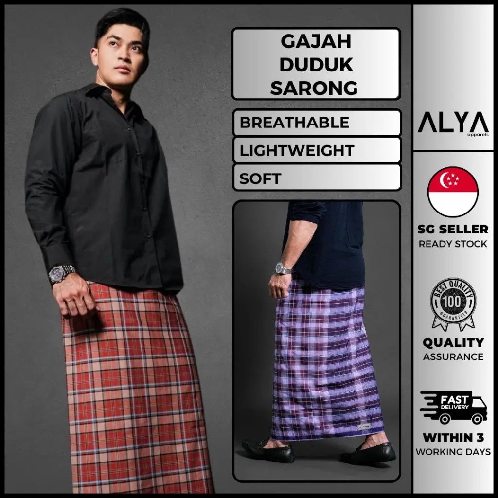 Gajah Duduk Sarong ( Ready To Wear / Alya Apparels / Sarung Lungi / Kain Pelikat / Sholat Prayer / Gifts / Daily Wear )