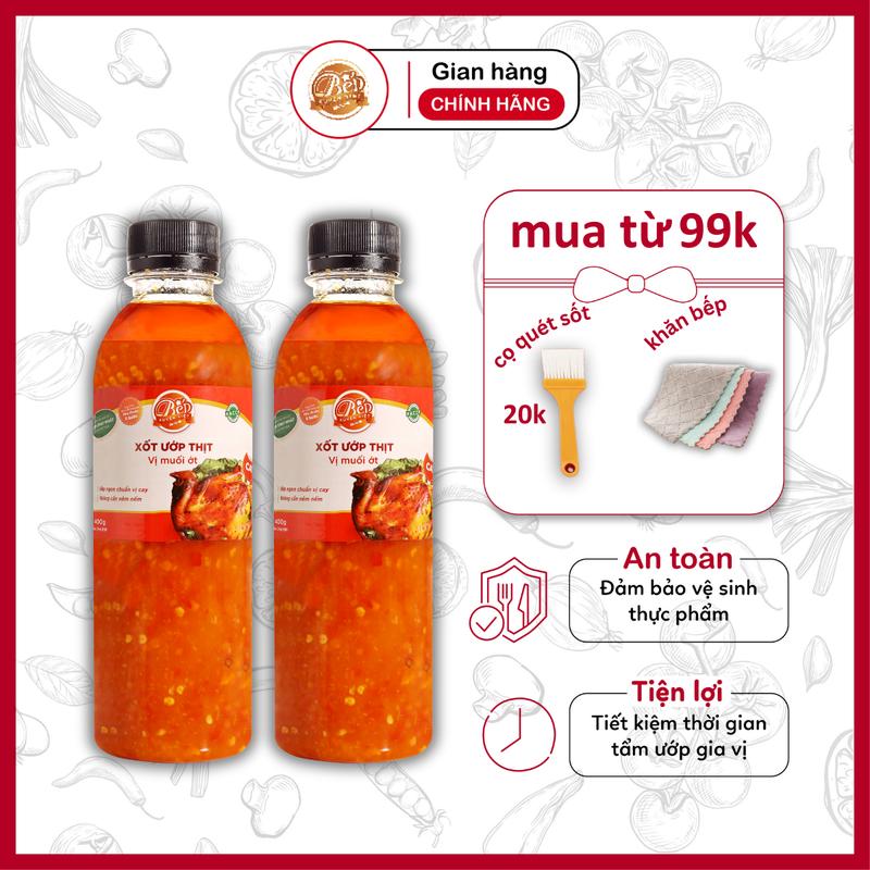 Combo 2 chai Sốt Ướp Thịt Nướng Muối Ớt Bếp Xuyên Việt 400G, Sốt Ướp Thịt, Hải Sản Tiện Lợi. Nước Sốt Gia Vị