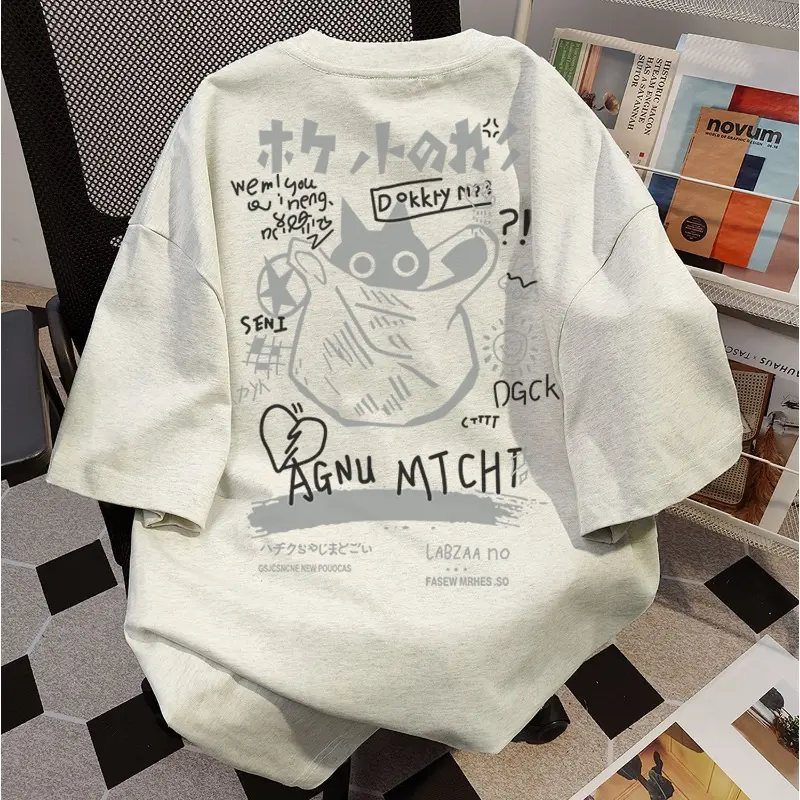100% Cotton Fashion Fashion Short-Sleeved T-shirt round Neck Top for Women Unisex