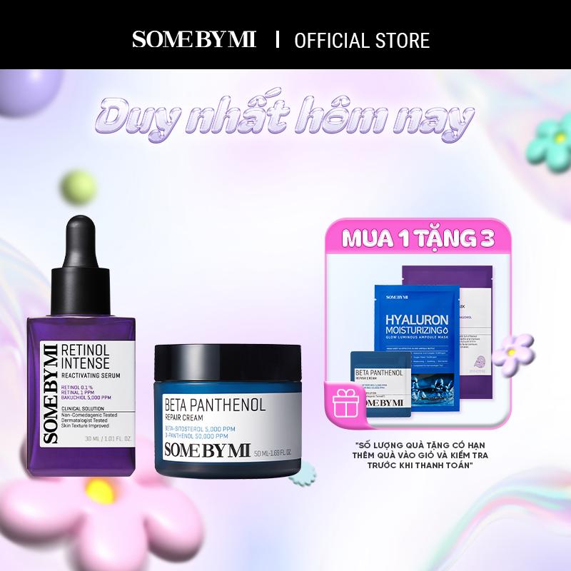[Quà tặng 1 mask retinol + 1 mask ampoule + 1 kem b5 1.5ml] Some By Mi Bộ đôi Retinol Intense Reactivating Serum 30ml + Beta Panthenol Repair Cream 50ml