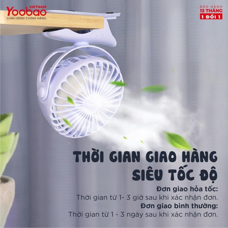 Quạt Tích Điện Cầm Tay Yoobao Xoay 720 Độ Với 4 Tốc Độ Gió Siêu Mát, Dùng Pin 6400mAh Siêu Trâu 5