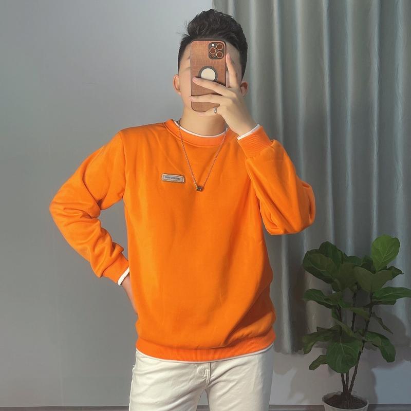 Áo Sweater Tay Dài Dày Màu Cam