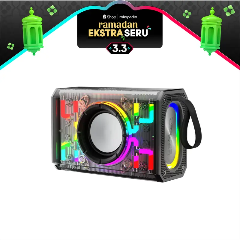 LENYES Speaker Wireless S843 20W RGB Transparan V5.3 HiFi Bass Sound Tws Support FM Radio 1