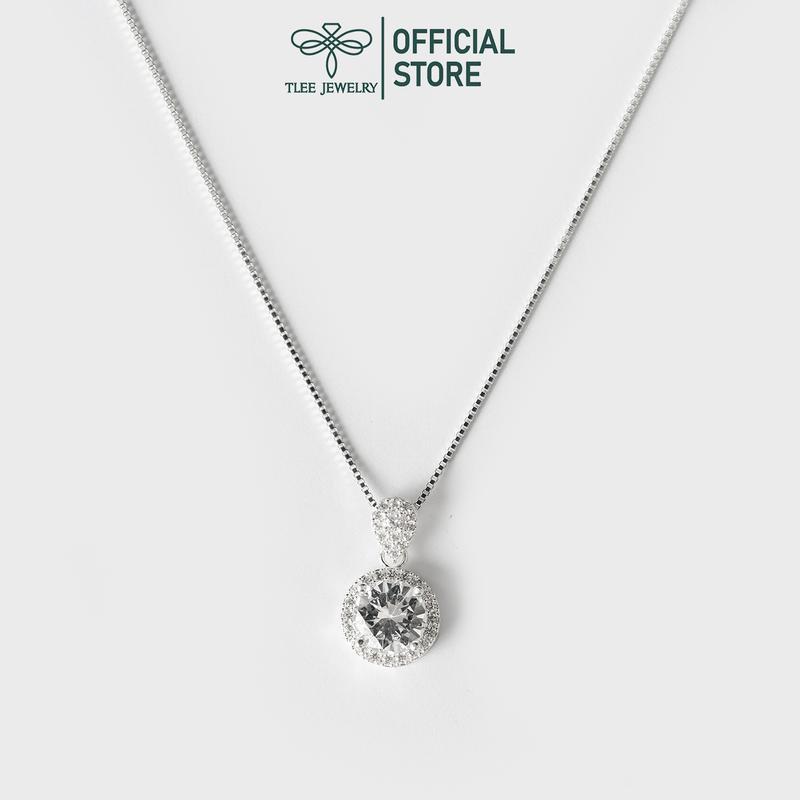  Dây chuyền bạc nữ TLEE mặt đá tròn nạm đá cao cấp TLEE JEWELRY D0157 