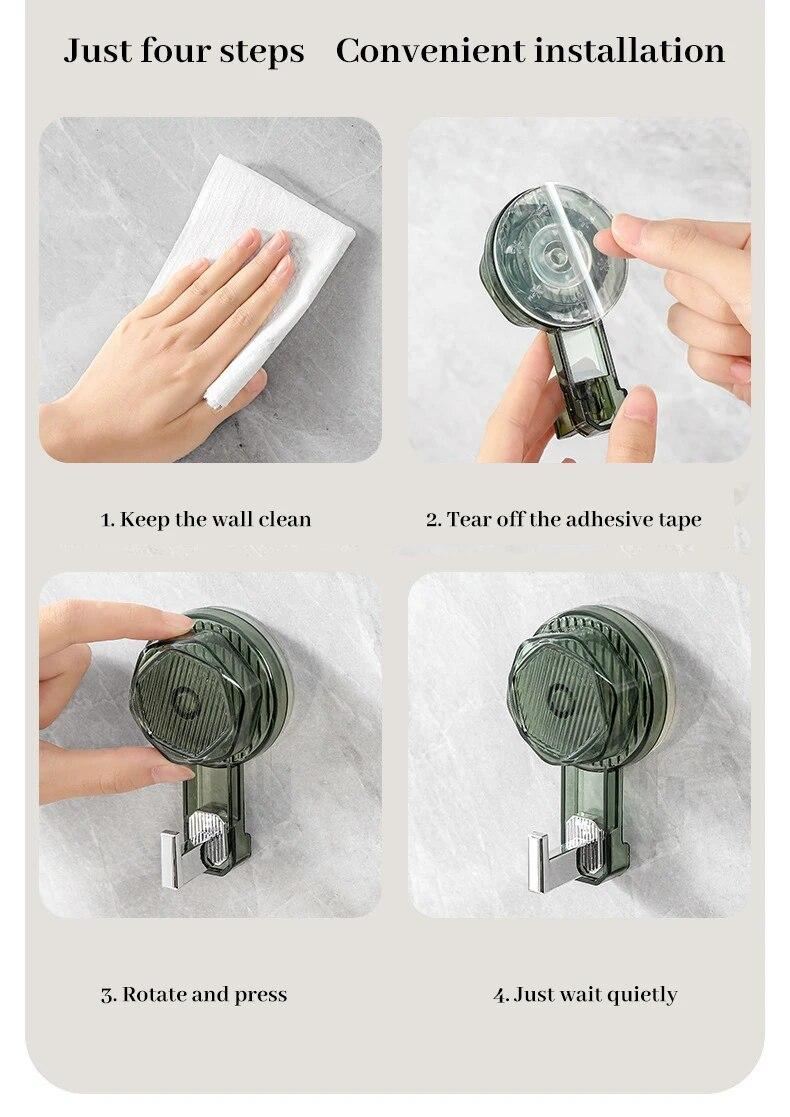 Product Introduction of 1pc Strong Suction Cup Hook with No Punching Hole Vacuum Adhesive on The Back of Bathroom Door No Trace Wall Adhesive Bathroom 27