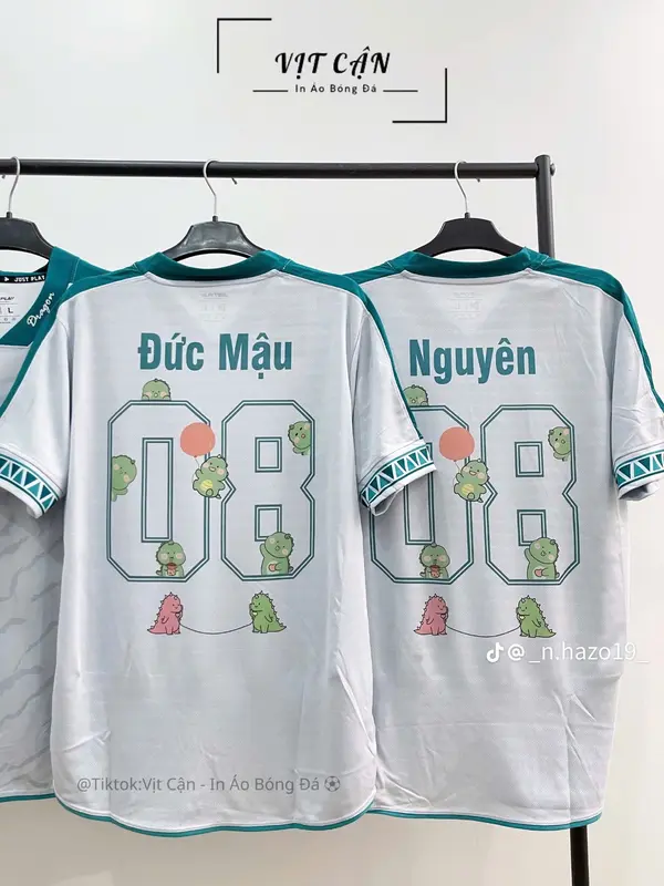 Áo Bóng Đá - Bộ Thể Thao Nam Nữ Justplay Xanh Trắng Chất Thun Mát Mặc Đi Chơi 1
