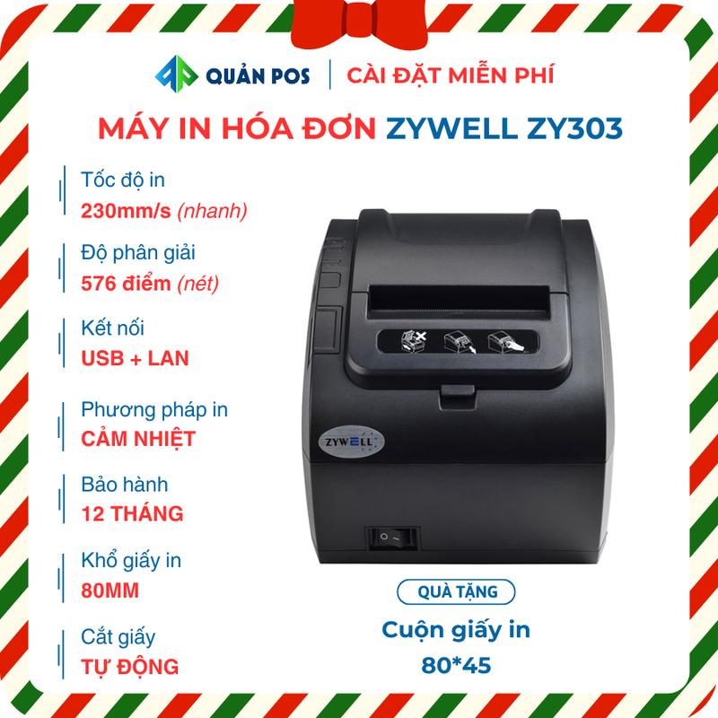 Máy in hóa đơn bán hàng Zywell ZY303 in hóa đơn trên điện thoại và máy tính