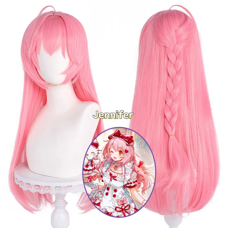 Anime Arknights x Sanrio Goldenglow Cosplay Wig 71cm Long Pink Hair Wigs Simulated Scalp Heat Resistant Synthetic Hair