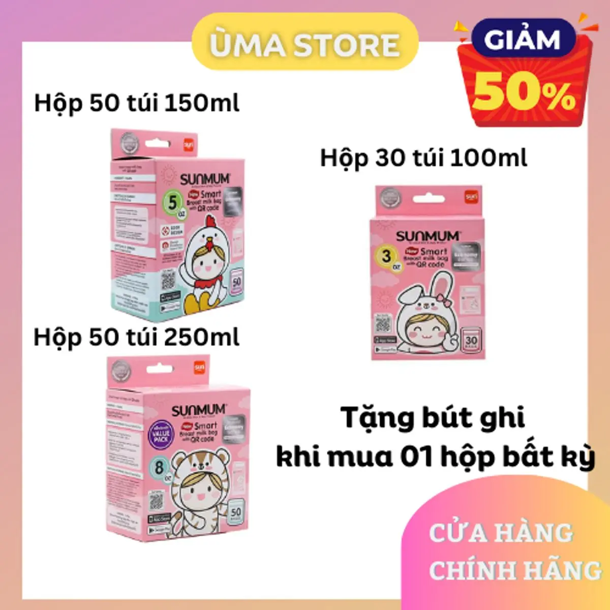 Túi trữ sưɑ~ Sunmum 150ml Thái Lan mẫu mới - Tặng kèm bút ghi thông tin