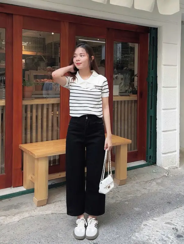 Quần Jean Suông Form Lửng Trắng/Kem/Đen (88cm) LEDA Nữ Nấm Lùn 9 Tấc 1m50 Quần Bò Nấm Lùn Suông Lỡ 3
