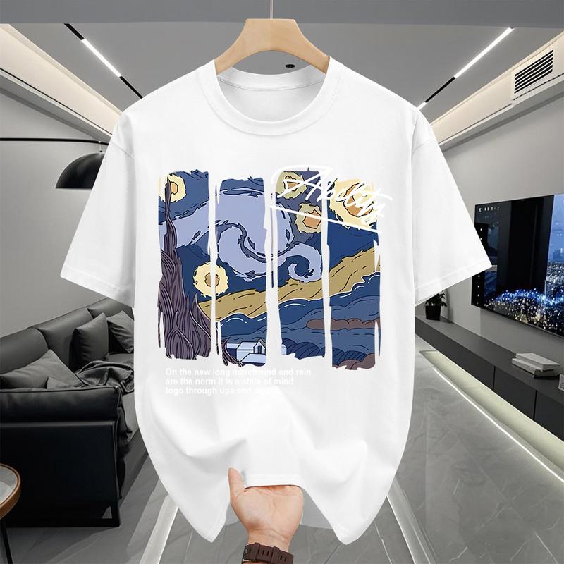 Product Introduction of Áo Thun Cotton Nam, ngắn Tay, Cổ Thuyền In Họa Tiết Minh Họa Nghệ Thuật Trừu Tượng 21