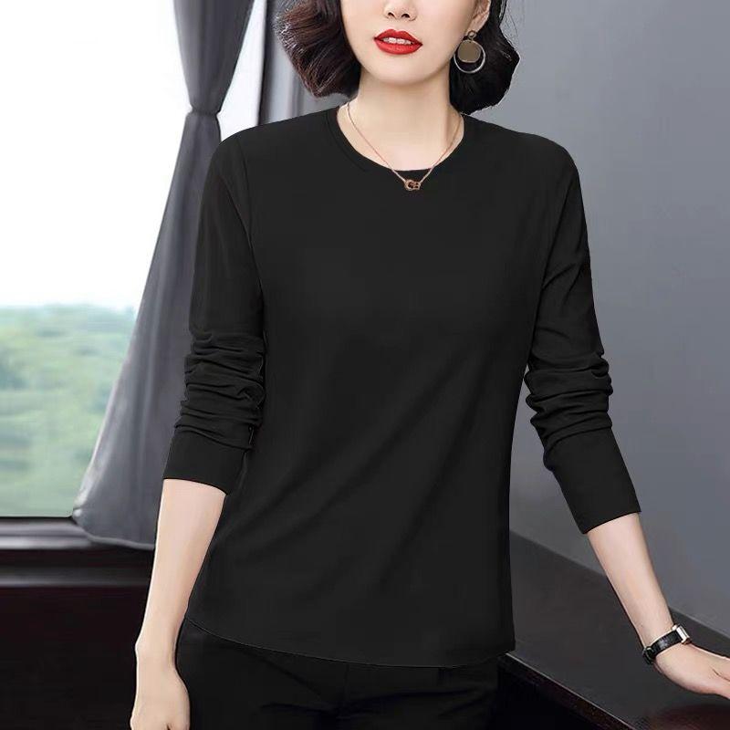 Product Introduction of Áo thun dài tay màu trơn cho mẹ trung niên 2024 Áo nữ mùa thu và mùa đông có thể mặc bên trong Áo lớp cơ bản mặc bên trong quần áo mùa thu cho người trung niên và cao tuổi 5