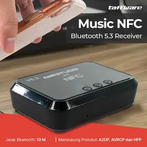 TaffSTUDIO Music Receiver Bluetooth 5.3 NFC: Upgrade Sistem Audio Anda dengan Mudah. Nikmati Konektivitas Nirkabel yang Cepat dan Stabil, Cocok untuk Rumah dan Mobil.  Paket Lengkap dengan Kabel & Panduan.