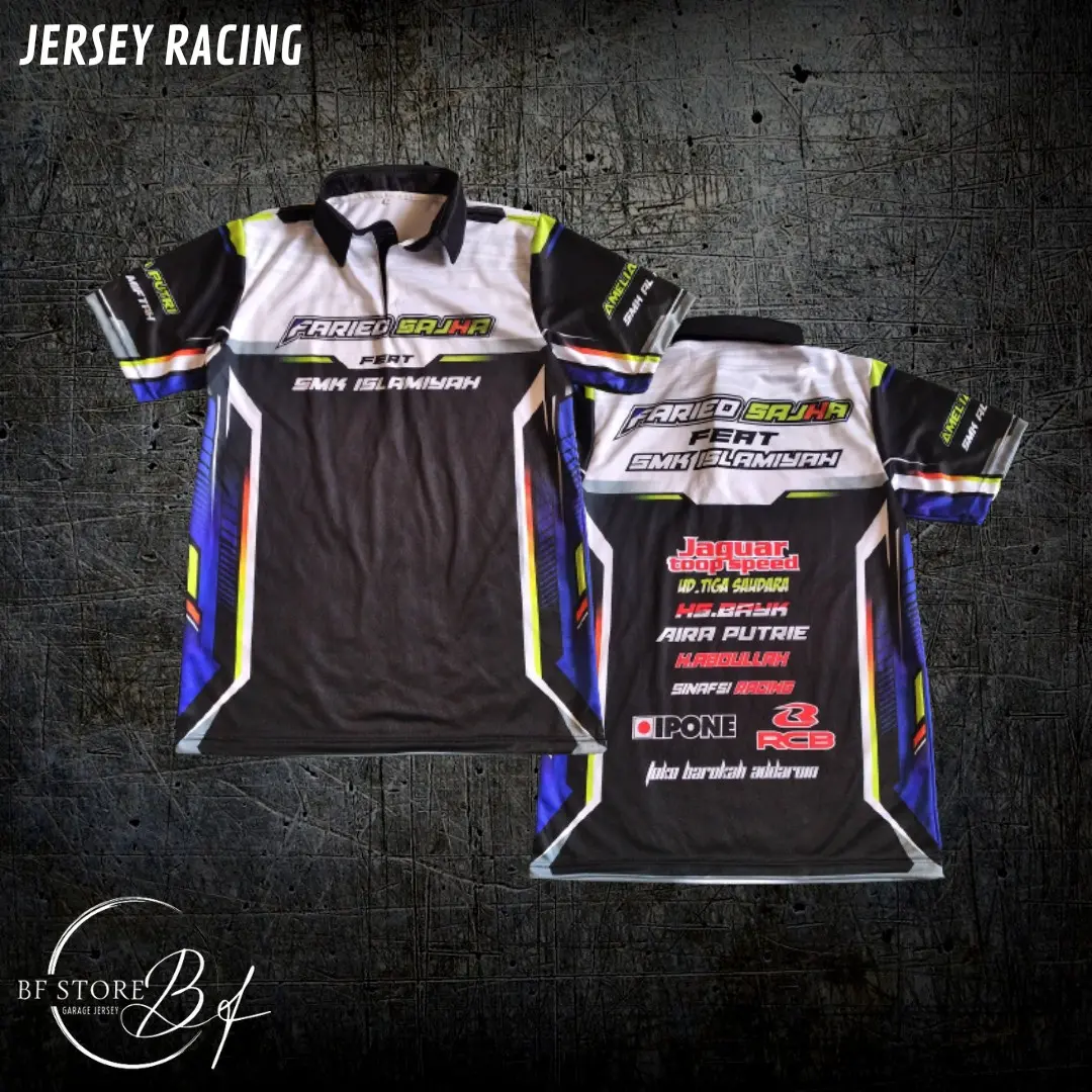 Jersey racing kerah hem atau kerah kancing proses produksi cepat Nyaman Olahraga Sport