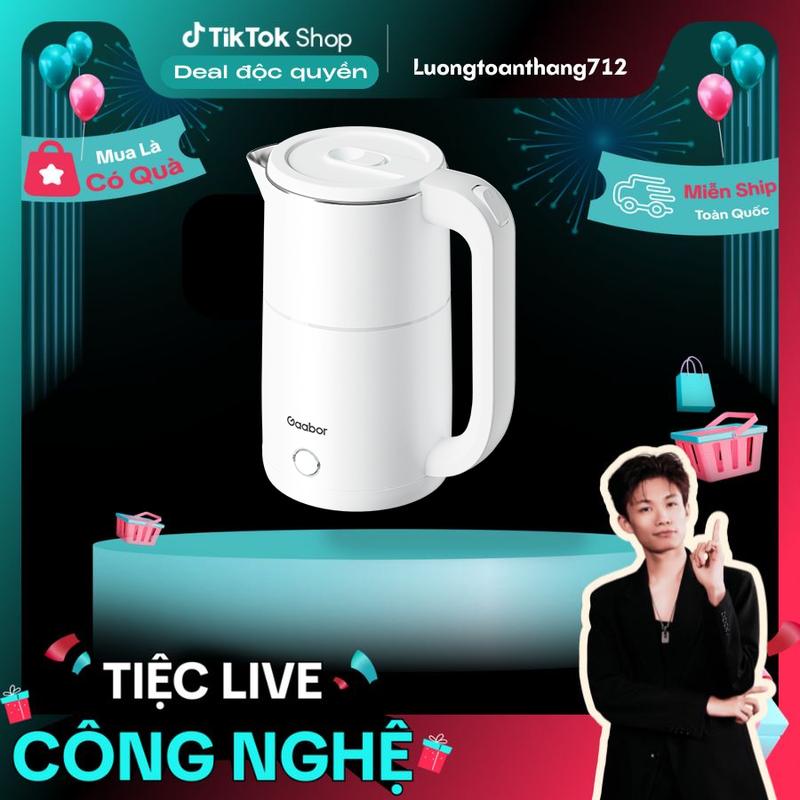 Độc Quyền Lương Toàn Thắng | Bình đun siêu tốc ấm siêu tốc Gaabor EK20M-WH02A dung tích lớn 2 lít công suất 1500W lòng ấm thép inox 201 dễ vệ sinh an toàn Đun Nước Ấm Siêu Tốc Đun Nước Ấm Siêu Tốc Bình Đun Nước ấm siêu tốc ấm bền khách sạn