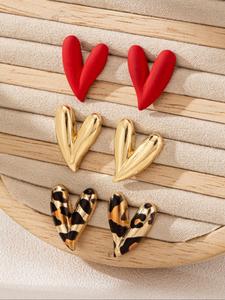 Arete de diseño de corazón y estampado de leopardo, joyería de moda para fiesta, decoración diaria de ropa, joyería comodín y exquisita para regalo de cumpleaños