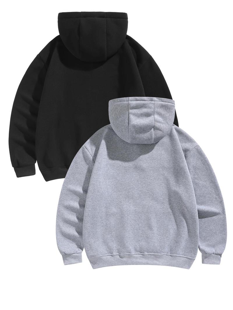 Product Introduction of Men's Solid Color Hoodie, Casual Loose Long Sleeve Hooded Sweatshirt for Spring & Fall, Men's Top for Daily Wear 2