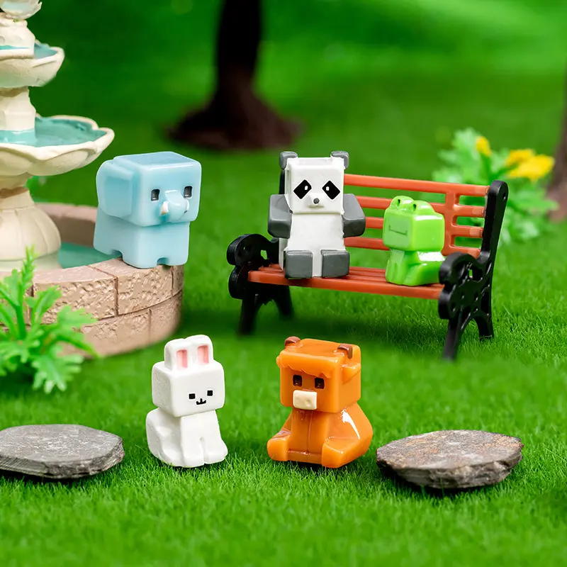 Tượng Động Vật Mini, Hình Vuông, Gấu Trúc Và Thỏ, Tượng Nhỏ Đồ Trang Trí Cảnh Quan Bằng Resin, Để Trang Trí Nhà Cửa, Quà Tặng, Phụ Kiện Bàn, 1 Cái 3