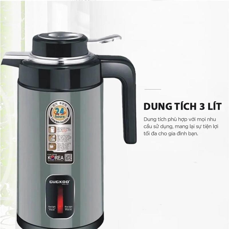 Ấm Siêu Tốc Kết Hợp Giữ Nhiệt 2 Lớp GUGKDD - ST21 3 Lít , Ủ Nóng, Sôi Nhanh, Tiện Ích 2 Trong 1 Đun Nước, Ấm Đun Inox