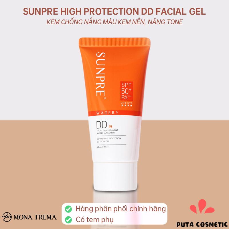 [Hàng Công Ty] Mona Frema Sunpre High Protection DD Facial Gel 60ml - Kem chống nắng màu kem nền, SPF 50 Tất cả các loại da Skincare Nữ Sun Cream Sunscreen
