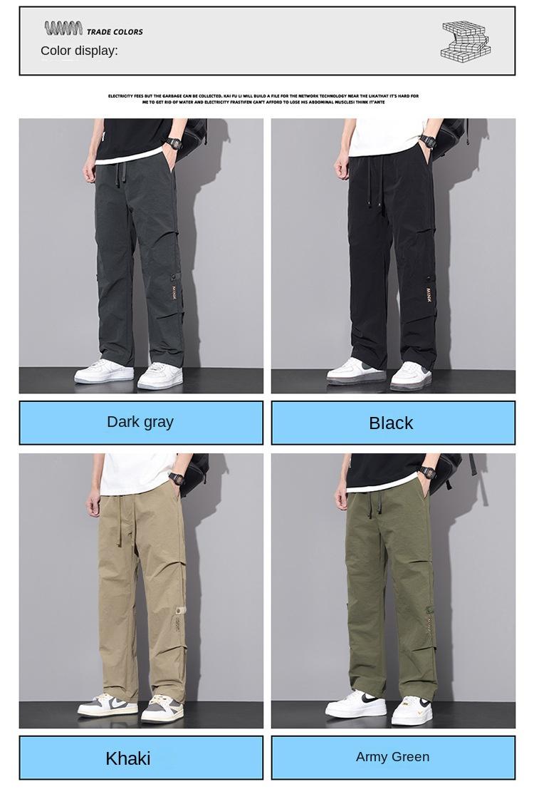 Product Introduction of Spring and Summer New Trend Overalls Men's Comfortable and Loose Umbrella Soldiers Quick-Drying Straight Mop Casual Pants for Boys 8