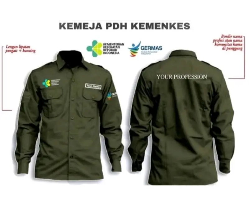 Kemeja PDL / PDH / Baju Lapangan Lengan Panjang Plus Bordir 4 dan  5 Posisi Design Bebas Suka-suka 0