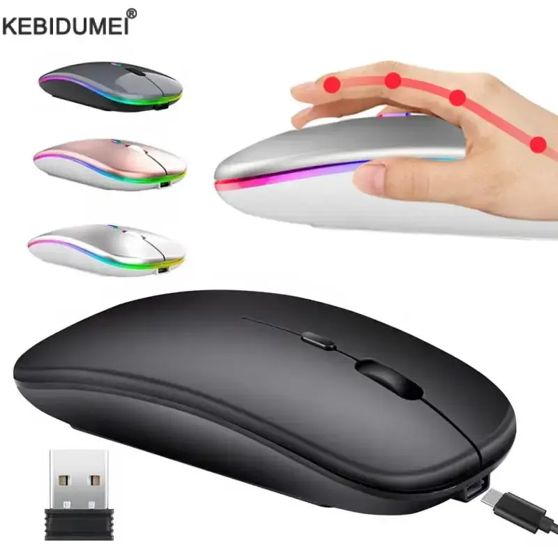 Wireless Mouse For Laptop PC 2.4GHz RGB Rechargeable Mouses Wireless Computer Silent Mice LED Backlit Ergonomic Gaming Mouse