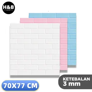 Wallpaper Dinding 3D Foam Bata Classic Walpaper Sticker Dinding Dekorasi Kamar 70x77cm