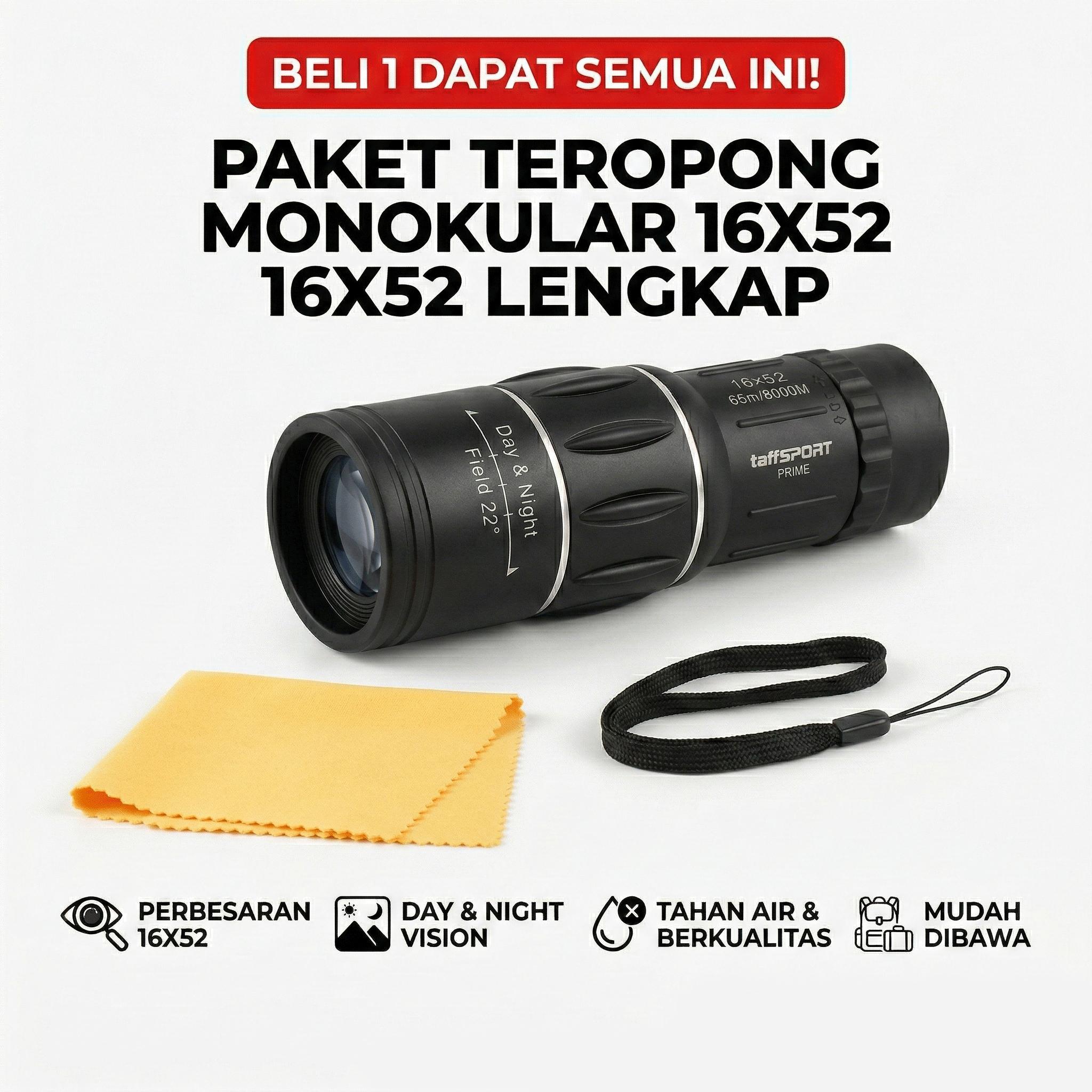 Telescope 66M/8000M - 16x52 Teropong Monocular Bushnell 16 x 52 HQ Jarak Jauh Focus and Zoom Lens Adjustable Telescope