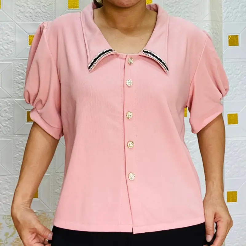 Jaddmei”Oliv top model tali belakang semi crop premium bangkok Kancing Tebal Wanita Slim Denim Atasan Denim 5