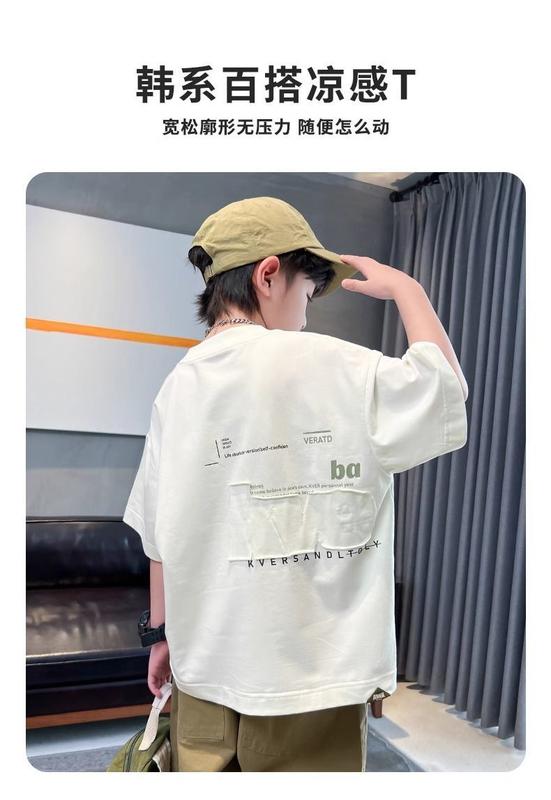 Product Introduction of Áo Thun Bé Trai, Chất Liệu Cotton, ngắn Tay, Thích Hợp Cho Mùa Hè 2024, Hàng Mới Về, Dành Cho Trẻ Em Trung Bình Và Lớn, Dáng Rộng Vừa Vặn, Phong Cách Thường Ngày Hợp Xu hướng Thiết Kế Ngầu Tay Lửng 2