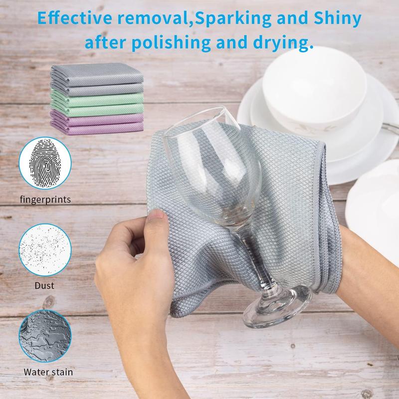 Fish Scale Pattern Cleaning Cloth, 6pcs/set Reusable Streak Free Mirror Polishing Cloth, Cleaning Rag for Car Glass, Home Care Supplies 6