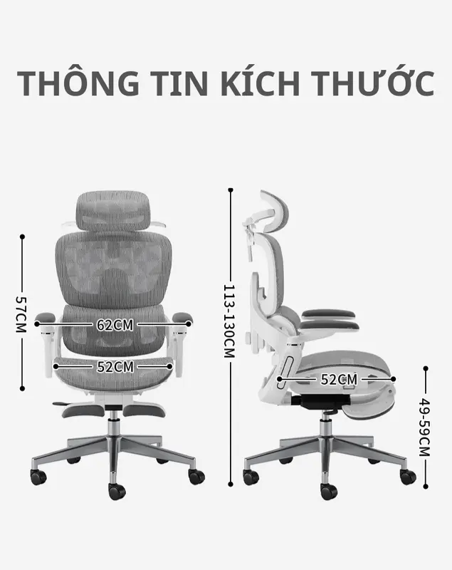 [CTH-08] RESDANI Ghế Công Thái Học,Ghế Văn Phòng Ngả Lưng 135 Độ, Có Gác Chân Tiện Lợi ,Tựa Lưng Điều Chỉnh Linh Hoạt ghế  công thái học ghế  xoay ghế  thư giãn 3