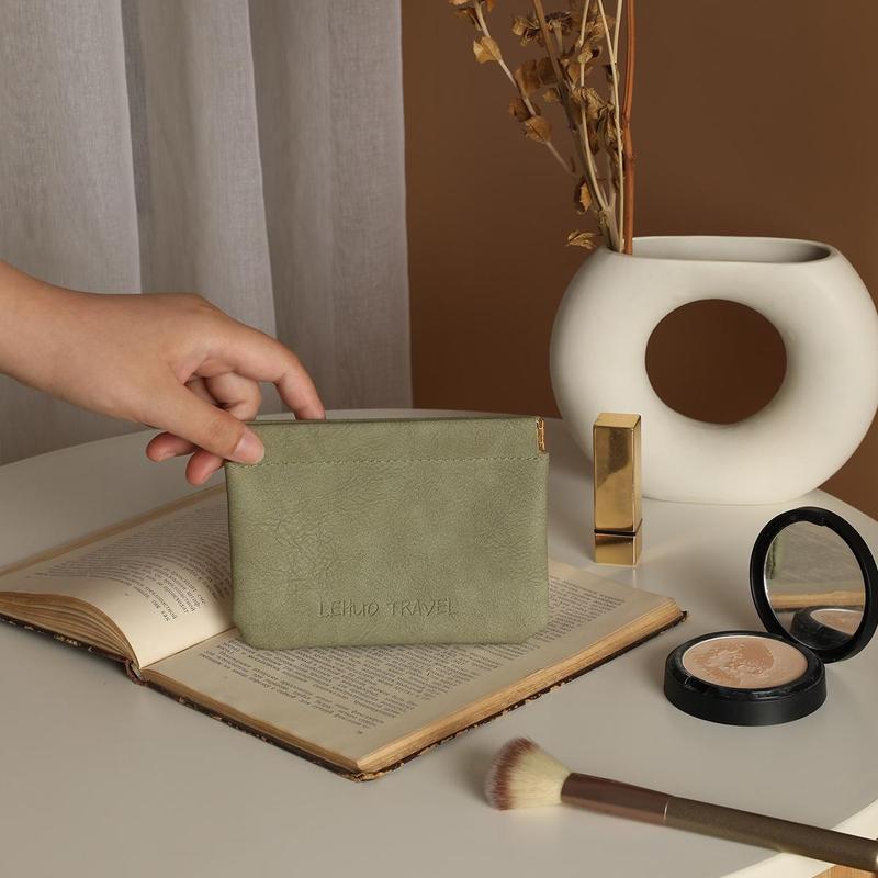 Portable Letter Print Leather Wallet, 1 Count Minimalist Coin Purse, Multi-functional Key Storage Bag, Gift For Friends 0