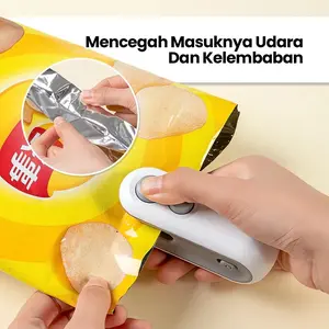 Sankeshu Mesin Penyegel Kemasan Plastik Bumbu Makanan Ringan Dandisimpan Tahan Lembab Segar 2in1 Elektrik Type-C Sangat Ringan Praktis 110g 10x3.3x4.5cm