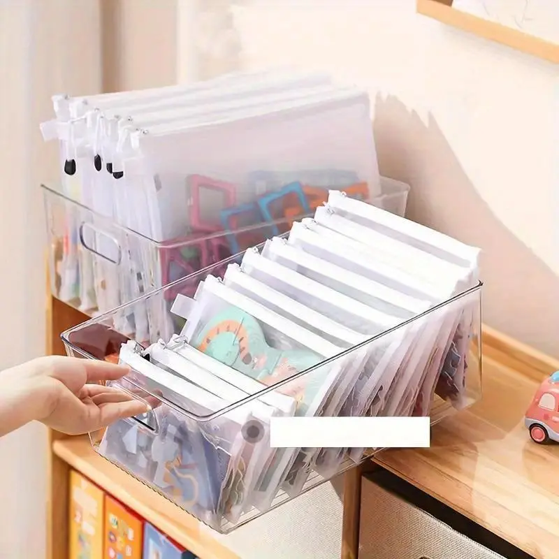 Clear File Storage Bag, 5 Counts Waterproof Zipper File Bag, Durable File Organizer, Portable Home Organizer for School, Office & Travel 0