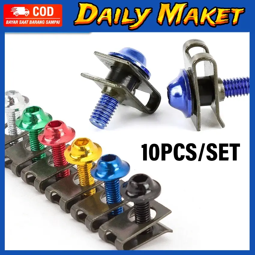 10 Pcs Baut Klip Body Batok Drat CNC Aluminium Sekrup Jepit Motor Universal 6 mm