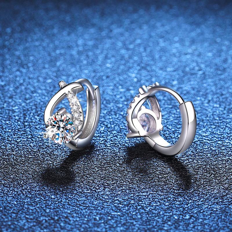 S925 Sterling Silver Earrings Moissanite Stud Earrings Cross Water Drop Earrings Light Luxury Korean Style 1 Karat Moissanite Stud Earrings for Women 3