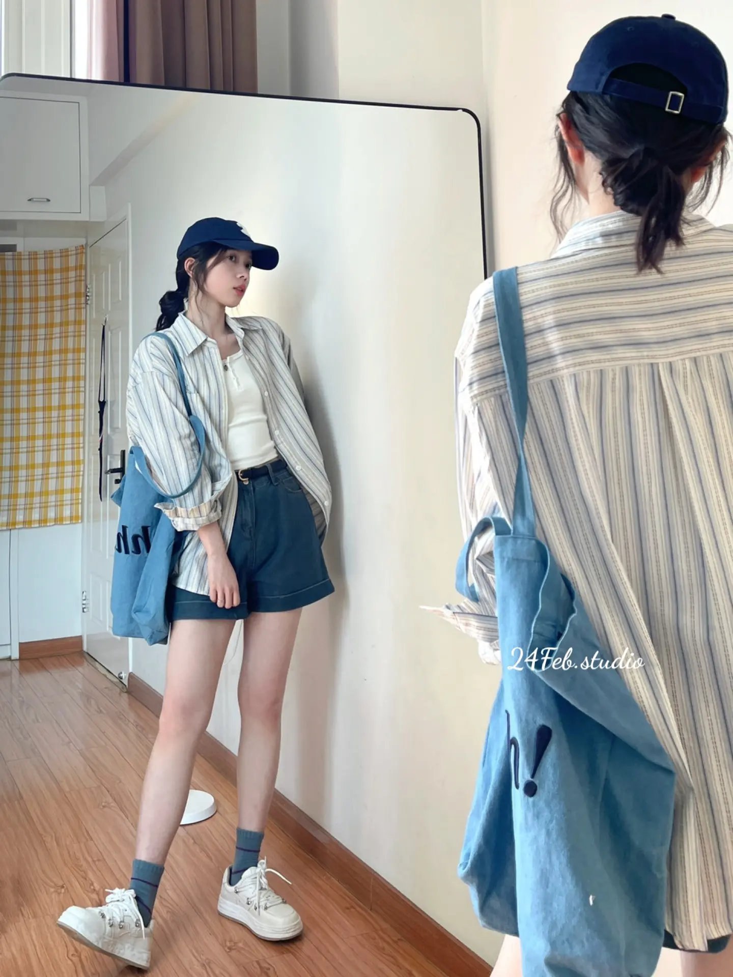 [AK39] Áo sơ mi dài tay kẻ sọc form rộng Nữ phong cách ulzzang Hàn Quốc