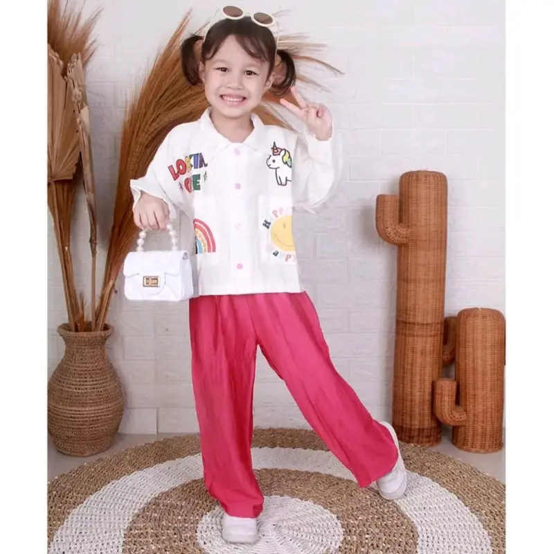 stelan emoji anak perempuan viral crinkle 3-12 tahun 3