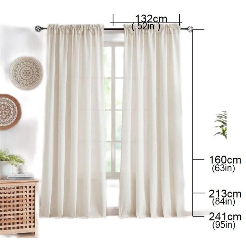 Solid Color Curtain, 2 Counts Minimalist Curtain Set for Room Decor, Dust-proof Window Curtain, Window Drapes for Home Living Room Bedroom, Home Decor 1