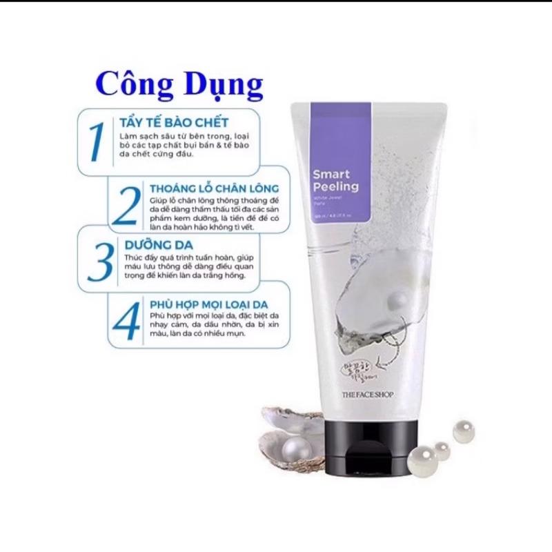 Hàng Chính Hãng- ￼Tẩy Da Chết NgọcTrai - White Jewel Peeling The Face Shop Smart Peeling 120ml serum  halong Skincare 2
