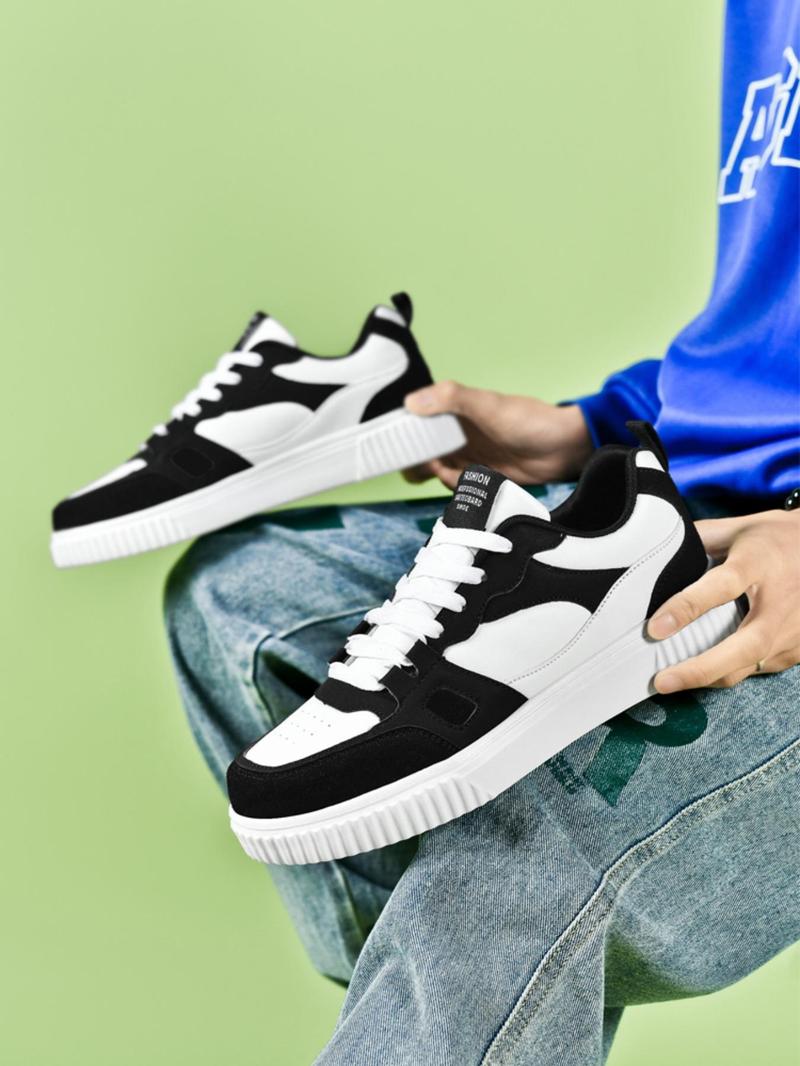 Product Introduction of Men's Fashionable Lace Up Low Top Sneakers, Casual Breathable Lightweight Sports Running Shoes, Male All-match Round Toe Shoes for Daily Wear 3