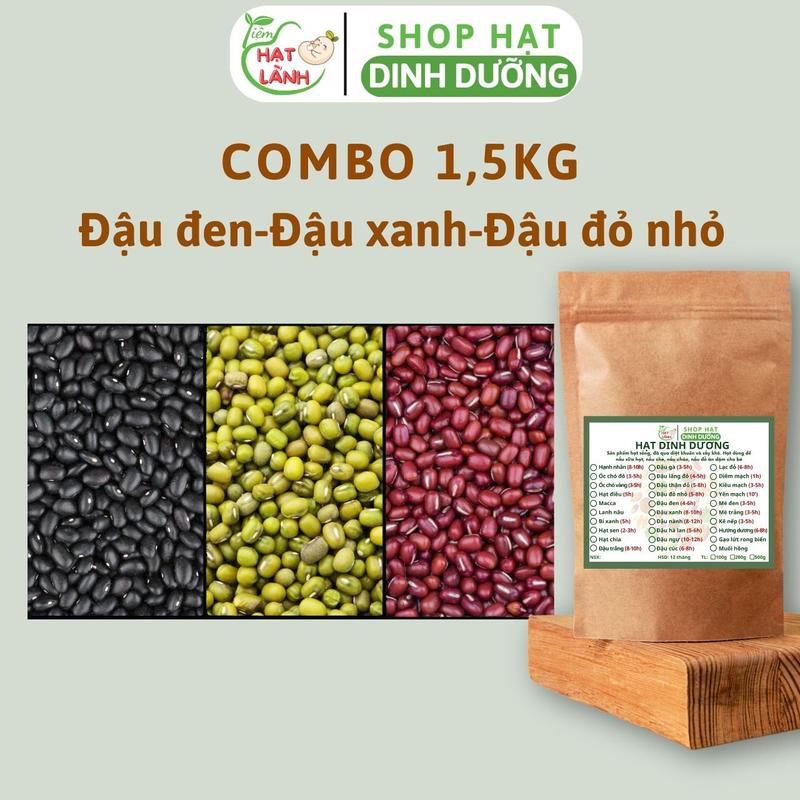 Combo 1,5kg các loại hạt đậu: Đậu xanh, đậu đỏ, đậu đen, ... các loại đậu dùng nấu chè, nấu cháo, nấu cơm, chế biến món ăn - Tiệm hạt lành